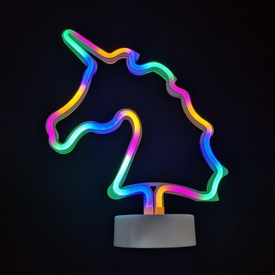 China Home/Office/Bedroom Bolylight 3*AA Battery Room Decorating Rainbow LED Neon Sign Unicorn Night Light For Bedroom for sale