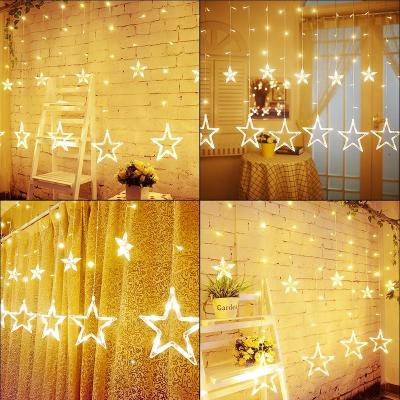 China Window Curtain Led String Lights Bolylight Hot Sale 138 Stars 12 Lights Window Curtain Led String Lights Fairy Lights For Christmas for sale