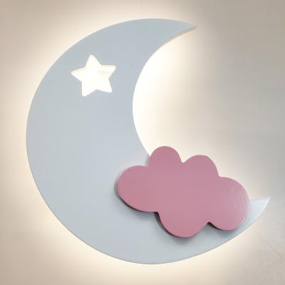 China Small Bolylight Wood Moon Light And Clouds Pink Wall Decoration Light Home Light For Bedroom/Kids Room for sale