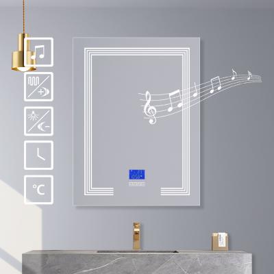 China Smart LED Bathroom Mirror Light Time-temperature Mirror Display Music Player Speaker Anti-fog Device for sale