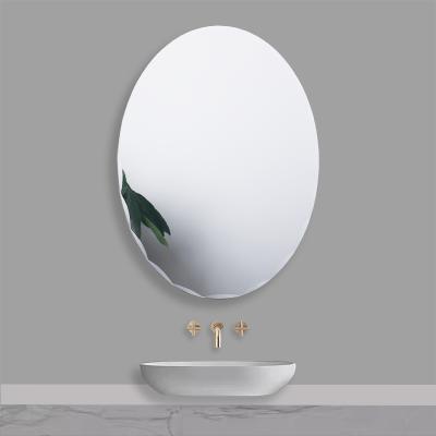 China Modern Cheap Price Oval/Irregular/Rectangular Makeup Engrave Beveled Wavy Edge Silver Bathroom Mirror for sale