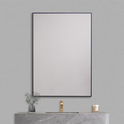 China Wholesale Custom Rectangle Black Aluminum Framed Hotel Wall Mirror Bathroom Mirror Black Mirror Series 1 for sale