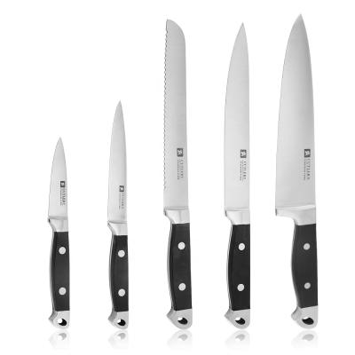 China Contemporary Factory Stainless Steel Cleaver Bread Knife Household Custom Kitchen Knife Set 5 Piece Chef Knife Sustainable for sale