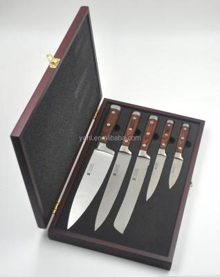 China Sustainable Wooden Boxed 5PCS Knife Set for sale