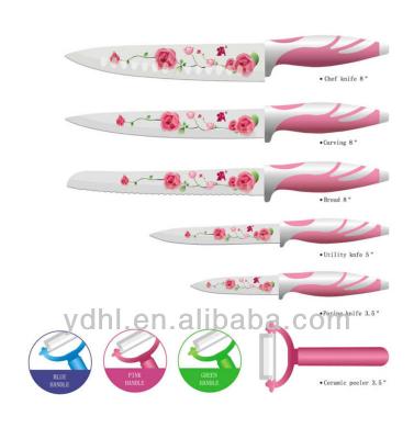 China New Flower 6pcs Non-stick Knife Set Eco-friendly Sustainable for sale