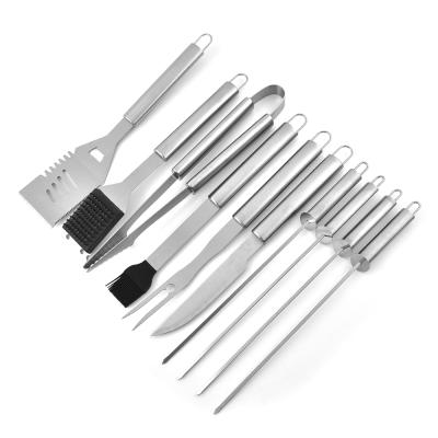 China Easily Cleaned Amazon Stainless Steel Rotisserie 10 Piece BBQ BBQ Tool Kit Cloth Bag 10 Piece Outdoor Household BBQ Fork for sale