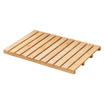 China Sustainable Bamboo Bath Mats for Bathroom Sauna Wooden Non-slip Shower Mat Bathroom Accessory for Indoor and Outdoor for sale