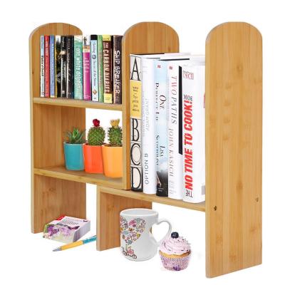 China New Viable Hot Selling Adjustable Desktop Bamboo Office Display Shelf Worktop Bookshelf Display Shelf Rack Desk Organizer Shelf for sale