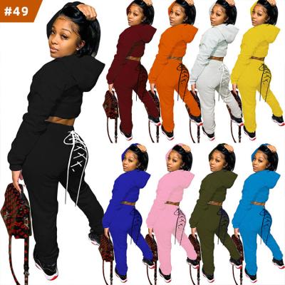 China Women Sport Set Pants Breathable Crop Top And Jogging Tracksuit Sets Womens Two Piece Hoodie Stacked Jogging Sets for sale