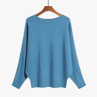 China Breathable Boat Neck Batwing Sleeves Knitted Sweaters and Pullovers Tops for Women Sweater for Women Green Sweaters for sale