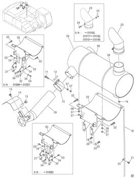 China 4450955 MUFFLER Hitachi parts ZX450, ZX450H, ZX460LCH-AMS, ZX460LCH-HCME, ZX480MT, ZX480MTH, ZX600, ZX650H, ZX800, ZX850H for sale