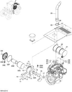 China 263E2-32001 MUFFLER Hitachi parts ZW140, ZW140PL, ZW150, ZW150PL for sale