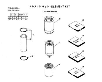 China 24046R36F5 ELEMENT KIT Kobelco parts SK200, SK200LC for sale