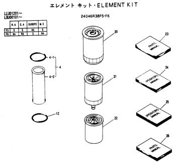 China 24046R38F5 ELEMENT KIT Kobelco parts SK220, SK250, SK270LC, SK250LC, SK220LC for sale