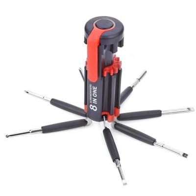 China 3hours 8 in 1 Multi-screwdriver with Portable LED Flashlight Torch Light Up Repair Tool Kit for sale