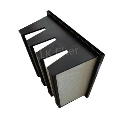 China Dust collection system W form V-bank type HEPA air filters hepa filter for air conditioning ventilation and heating system for sale