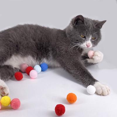 China Viable cat toys high colorful cat stick plush ball cat spot teasing factory supplies wholesale for sale