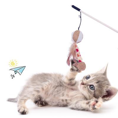 China Viable Stick Teases Interactive Cat Stick Mouse Shape Cat Toy Feather Bell Rod Toy Cat Supplies for sale