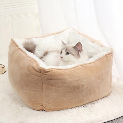 China 2021 Travel Autumn And Winter Removable And Cat Litter Plus Velvet Deep Washable Soft Dog Bed for sale