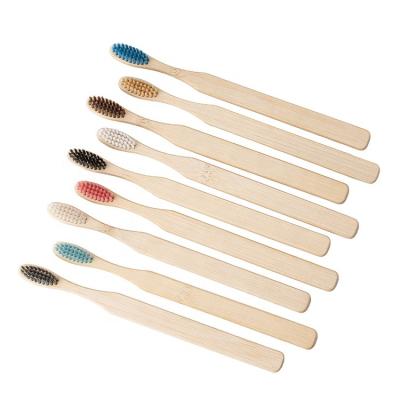 China Environmental Protection BPA Free Natural Plastic Free Kids Biodegradable Simple Green Kids Soft Stiffen Flat Bamboo Toothbrush for sale