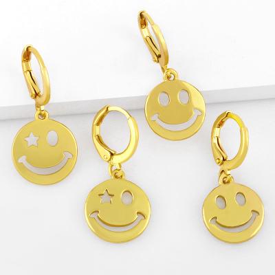 China Cute Happy Smiley Face Earrings Jewelry Circle Drop Earrings Jewelry for sale