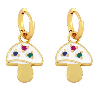 China Cute Creative Colorful Mushroom Enamel Factory Mushroom Drop Earrings Chic Multicolor Drop Earrings for sale