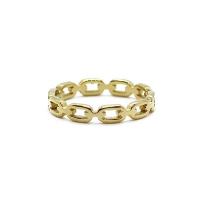 China INS Fashion Jewelry CLASSIC Stainless Steel Gold Plated Ring For Women Link Chain Ring Curb Chain Ring for sale