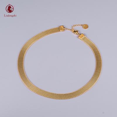 China BOHEMIA Heavyweight 14K Gold Plated Stainless Steel Flat Thick Chain Bracelet for sale