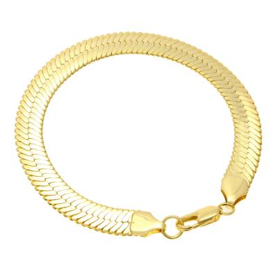 China Hiphop DROP 10mm 23cm Herringbone Anklet Chain Bracelet PVD Snake Chain Gold Plated Chain Bracelet for sale