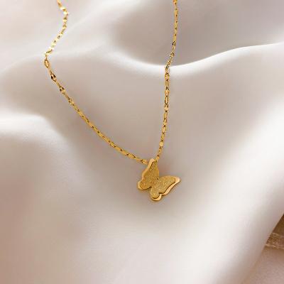 China BOHEMIA 18k Gold Necklace For Women Stainless Steel Butterfly Necklace for sale