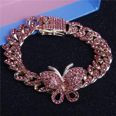 China New Hip Hop Jewelry Hiphop Jewelry Bling CZ Tennis Hand Rose Butterfly Anklets For Women for sale