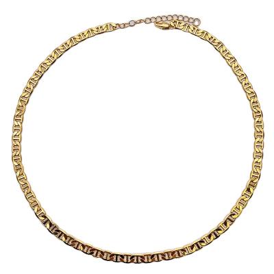 China Real Hog Nose Chain Necklace Thickness Brass FASHIONABLE Classic Gold Plated Simple Coffee Beans Linked Necklace for sale