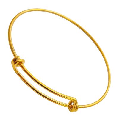 China BOHEMIA Wholesale Minimalist 6MM Gold Wire Bangle Bracelet Brass Stretch White Twisted Bangle Jewelry for sale