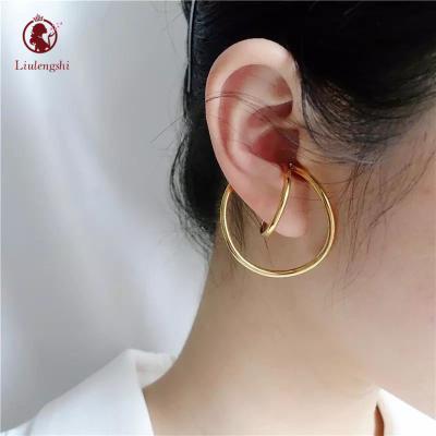 China Hotsale New Arrival CLASSIC Brass Curve Earring Clip Circle Irregular Twisted Irregular Hoop Earrings For Women for sale