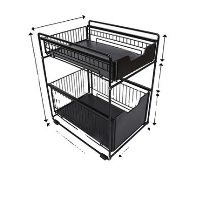 China Modern Hot Sale Factory Manufacture 2 Tier Under Sink Kitchen Rack With Sliding Drawer Storage Shelf for sale