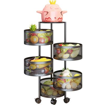 China Modern Household Storage Shelf 360 Degree Rotating Plant Baskets 5 Layer Kitchen Storage Rack for sale