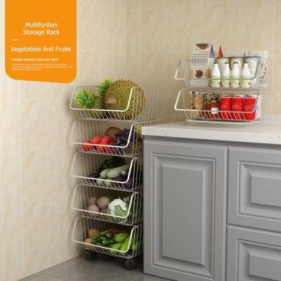 China 2 Tiers Modern High Quality 304 Stainless Steel Kitchen Floor Fruit And Vegetable Storage Rack for sale