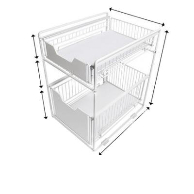 China Modern Easily Assemble Small Expanding 2 Tier Metal Towel Storage Rack Under Sink Organizer For Bathroom for sale