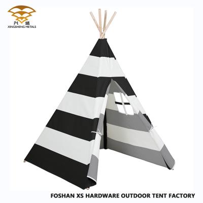 China New Design Camping Equipment Black And White Stripes Cartoon Printing Teepee Kids Tent for sale