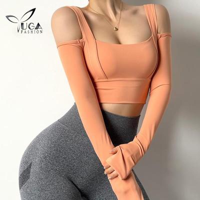 China Breathable Women Strapless Sports Shirts Sheath Long Dry Tank Tops Gym T-shirt Fitness Athletic Active Workout Running Sportswear for sale