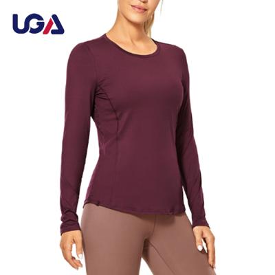 China Soft Breathable Women's Long Sleeves Suits Mesh Back Workout Tops Loose Fit Yoga Shirts for sale