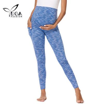 China Breathable Comfy Maternity Simple Flat Yoga Gaiters Pregnant Women Stretch Spandex Leggings With Side Pockets for sale