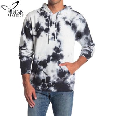 China Custom high quality anti-pilling link dye black and white hoodie from Dongguan factory for sale