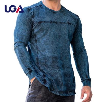 China Manufacturers Breathable Mens Long Sleeve Fitted Crop Top Fitness Workout Middle Top Gym Casual Fit T-Shirt for sale