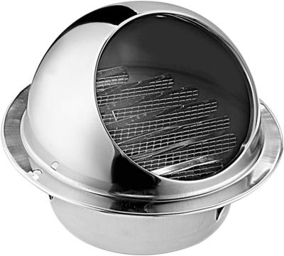 China 4 Inch 304 Stainless Steel Vent Sphere Ventilation Grill Hood Cover Modern Thick Hood External Wall Extractor Air Mouth for sale