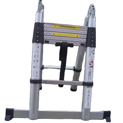 China New 1.6+1.6m Aluminum Telescopic Ladders EN131-6 Height 2x5 Stepped Telescopic Ladder With Hinge for sale