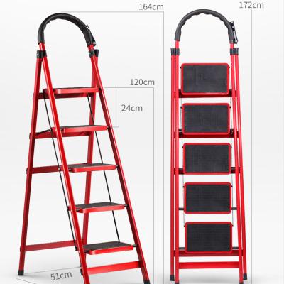 China Folding Ladders 6 Steps Foldable Steel Ladder 6 Steps Household Steel Step Ladder With Handrail for sale