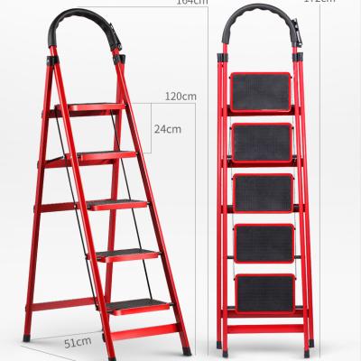 China Folding Ladders 5 Steps Folding Steel Ladder 5 Steps Household Steel Step Ladder With Handrail for sale