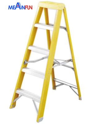 China 2020 New Folding Ladders High Quality Fiberglass Ladder With Yellow Color 2x5 Steps for sale