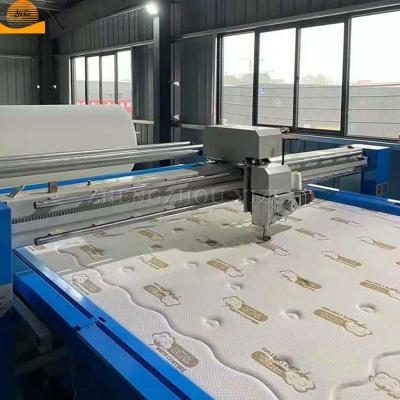 China Head Moved Automatic Automated Single Needle Mattress Continuous Top Quilting / Cutting Machine for sale